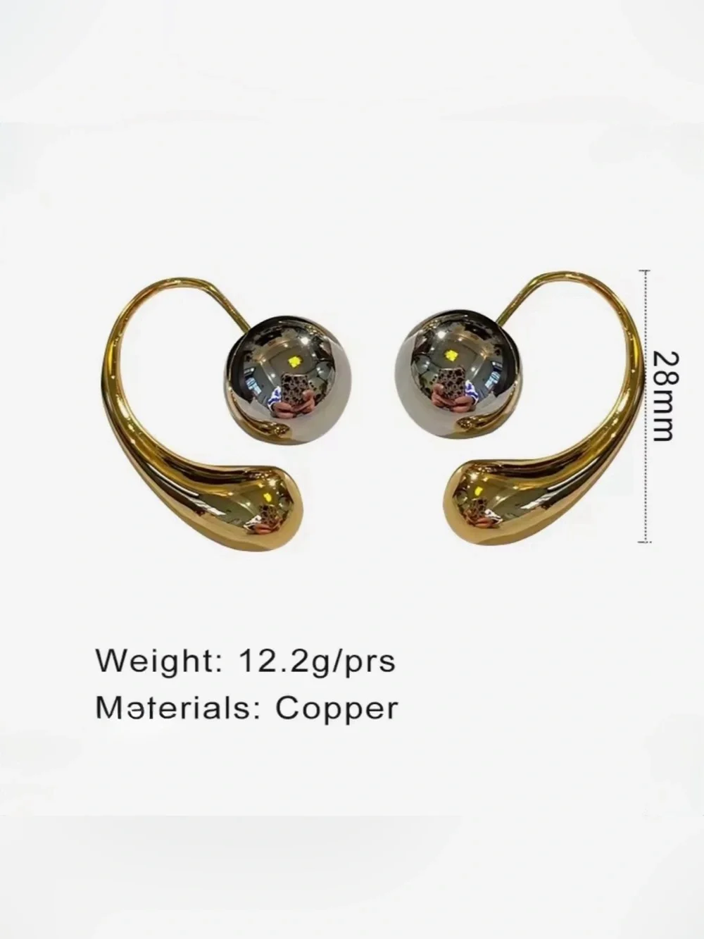 NEW Drip Drop Front Back Earrings 2 Two Tone Gold Silver Mixed Metals JL20